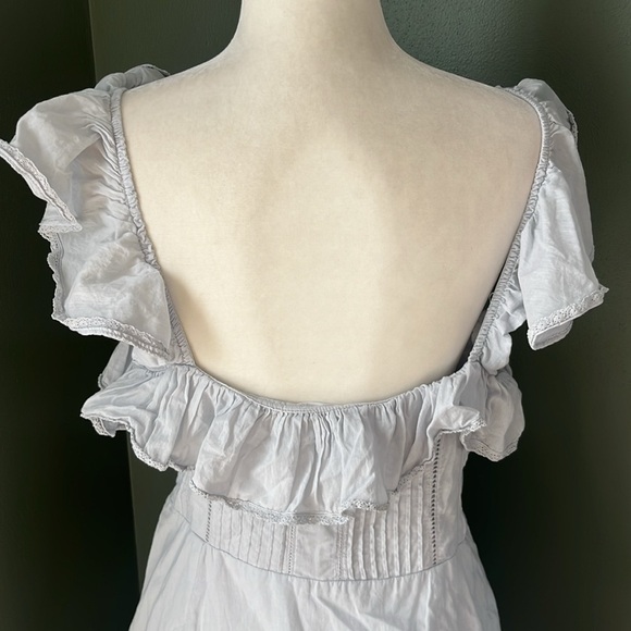 Lovers + Friends Edwin Mini Dress Ice Blue Ruffle Button - Picture 9 of 15